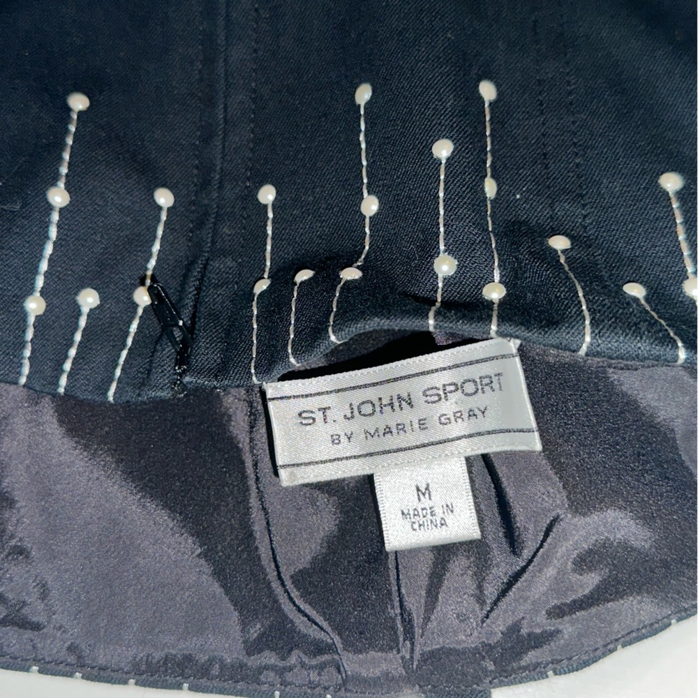 ST. JOHN Pearl drip full zip bandeau Coquette tie-back neck - Picture 8 of 14